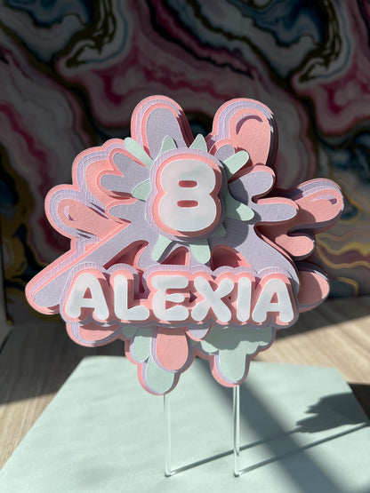 Slime Theme Cake Topper in pastel colors