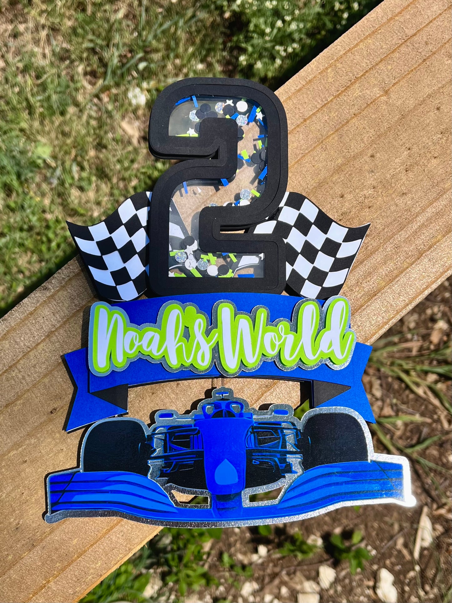 TWO FAST Race car inspired Cake Topper