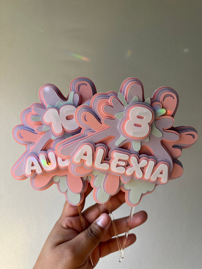 Slime Theme Cake Topper in pastel colors