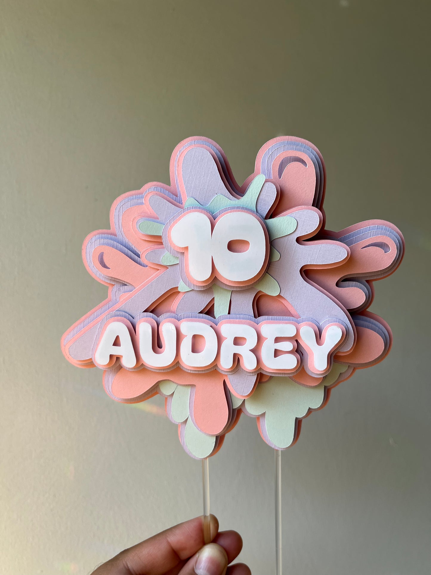 Slime Theme Cake Topper in pastel colors