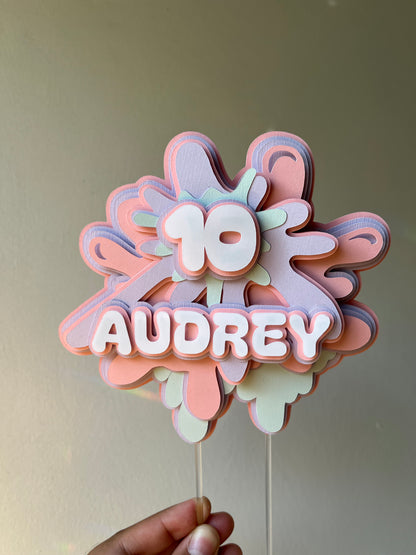 Slime Theme Cake Topper in pastel colors