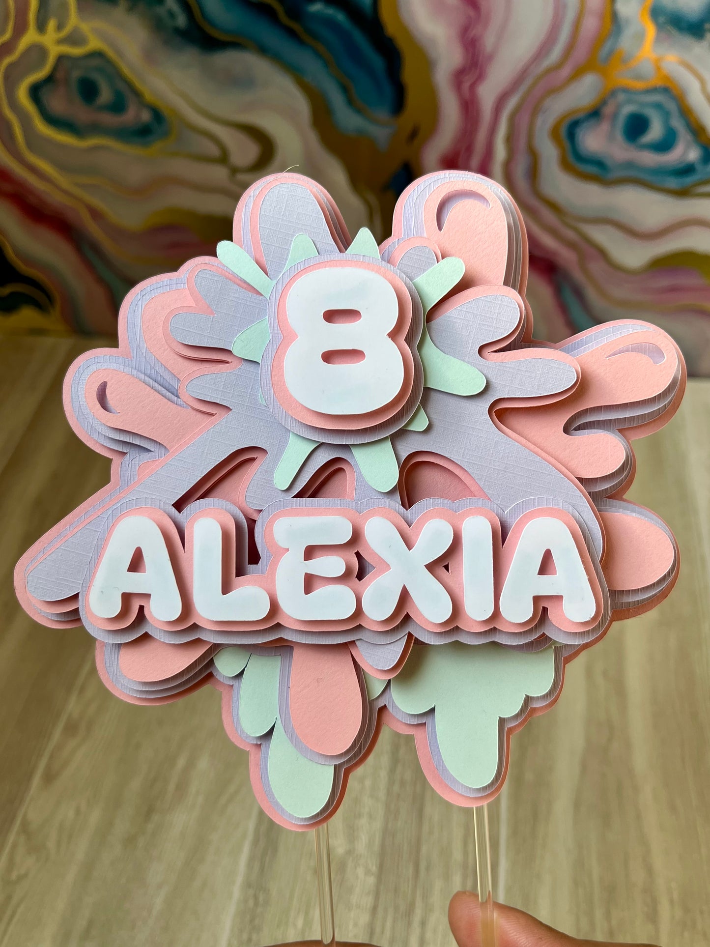 Slime Theme Cake Topper in pastel colors