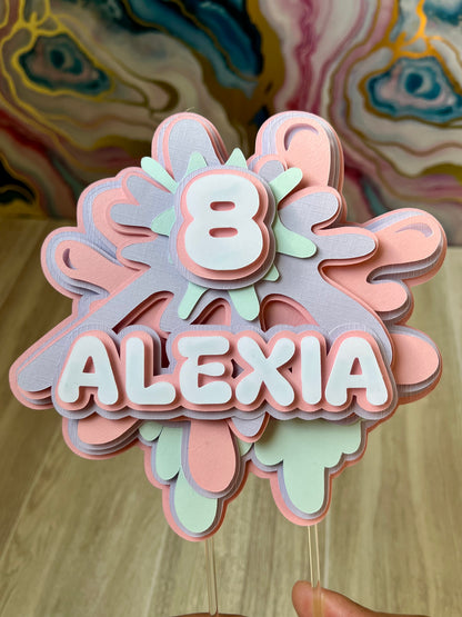 Slime Theme Cake Topper in pastel colors
