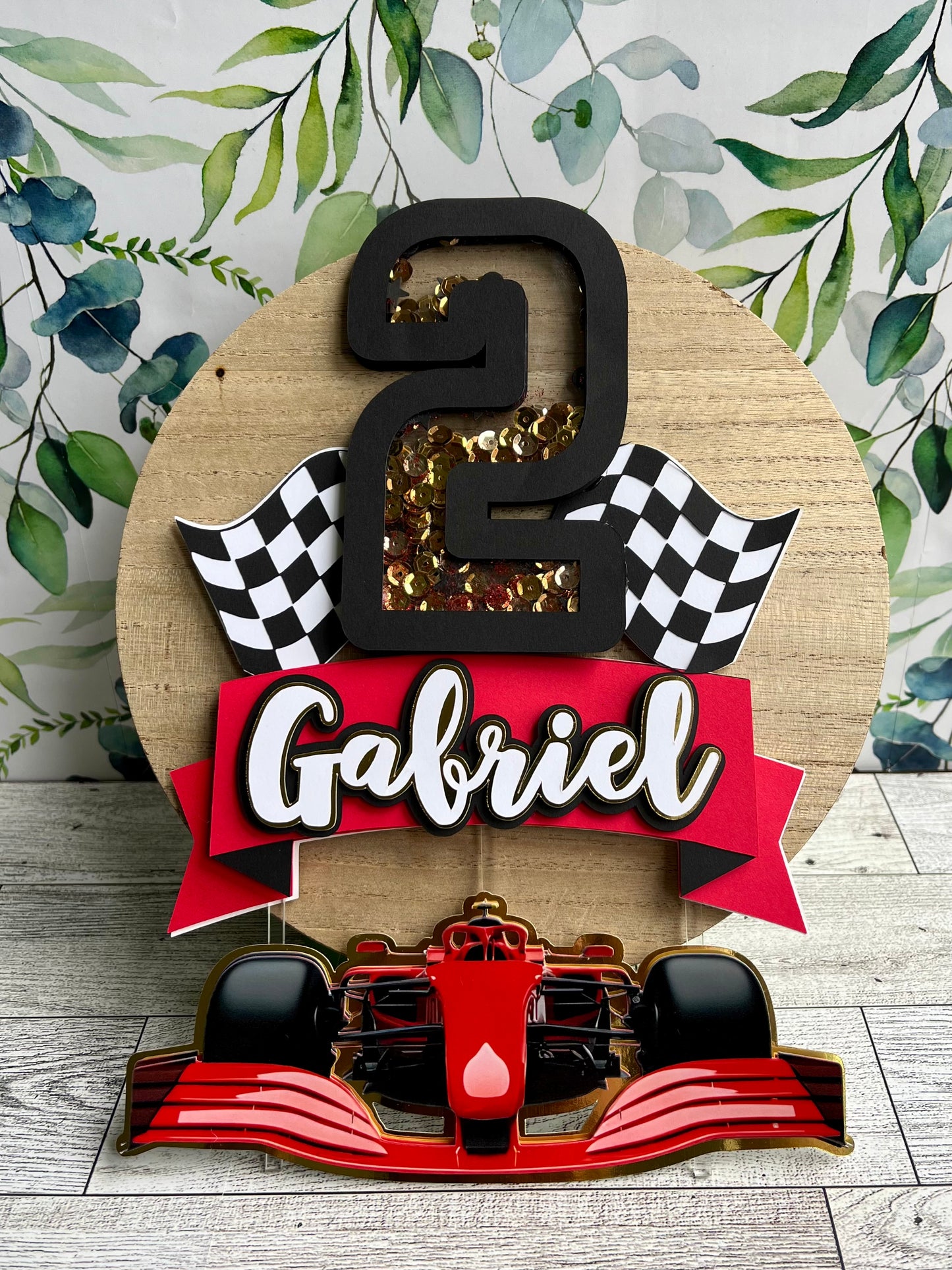 TWO FAST Race car inspired Cake Topper