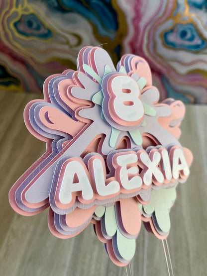 Slime Theme Cake Topper in pastel colors