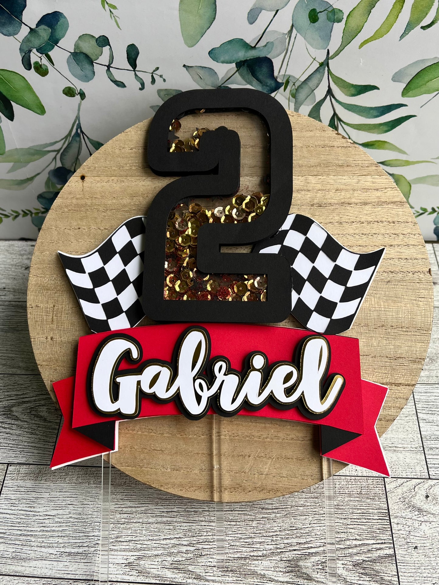 TWO FAST Race car inspired Cake Topper