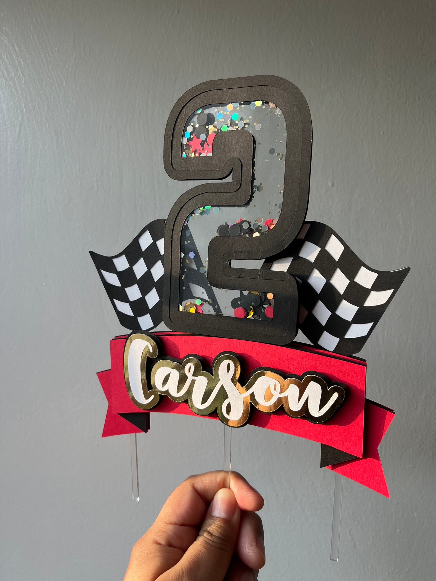 TWO FAST Race car inspired Cake Topper